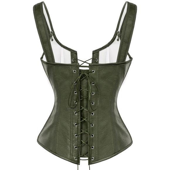 NWT| Olive Green Leather Boned Bustier 🫒 - Picture 2 of 11